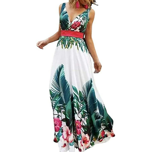 Beach Short Sleeve Summer Dress Sundress Women's Boho Party Cocktail Maxi